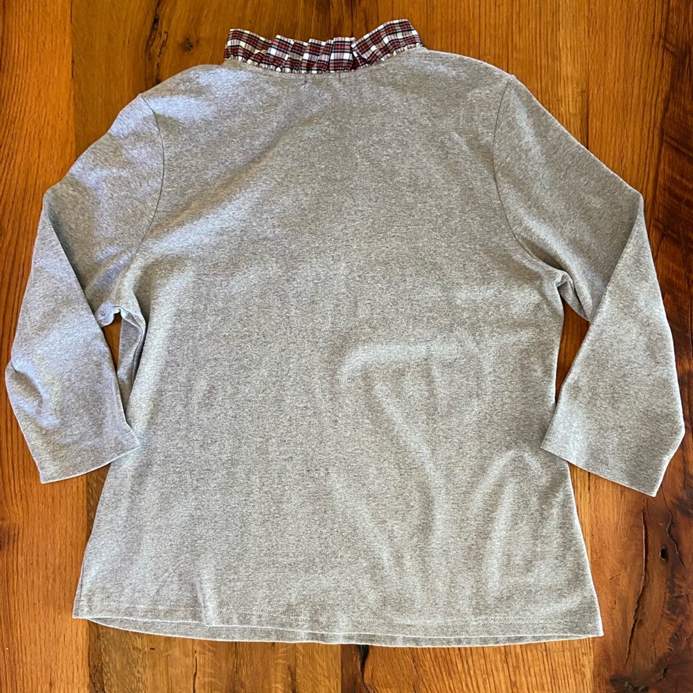 Izod Super Soft Stretch V-Neck Tunic, Plaid Ruffle Detail, Perfect to Layer, XL - Picture 5 of 5